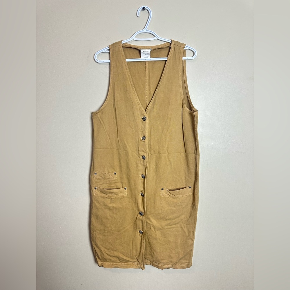 Vintage Tan Sleeveless Size 6 Button-Down Dress